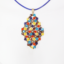 Pendant 40cm - Xochitl Rhombus M-Purple Leather - Pendant 40cm - Laiton bronze